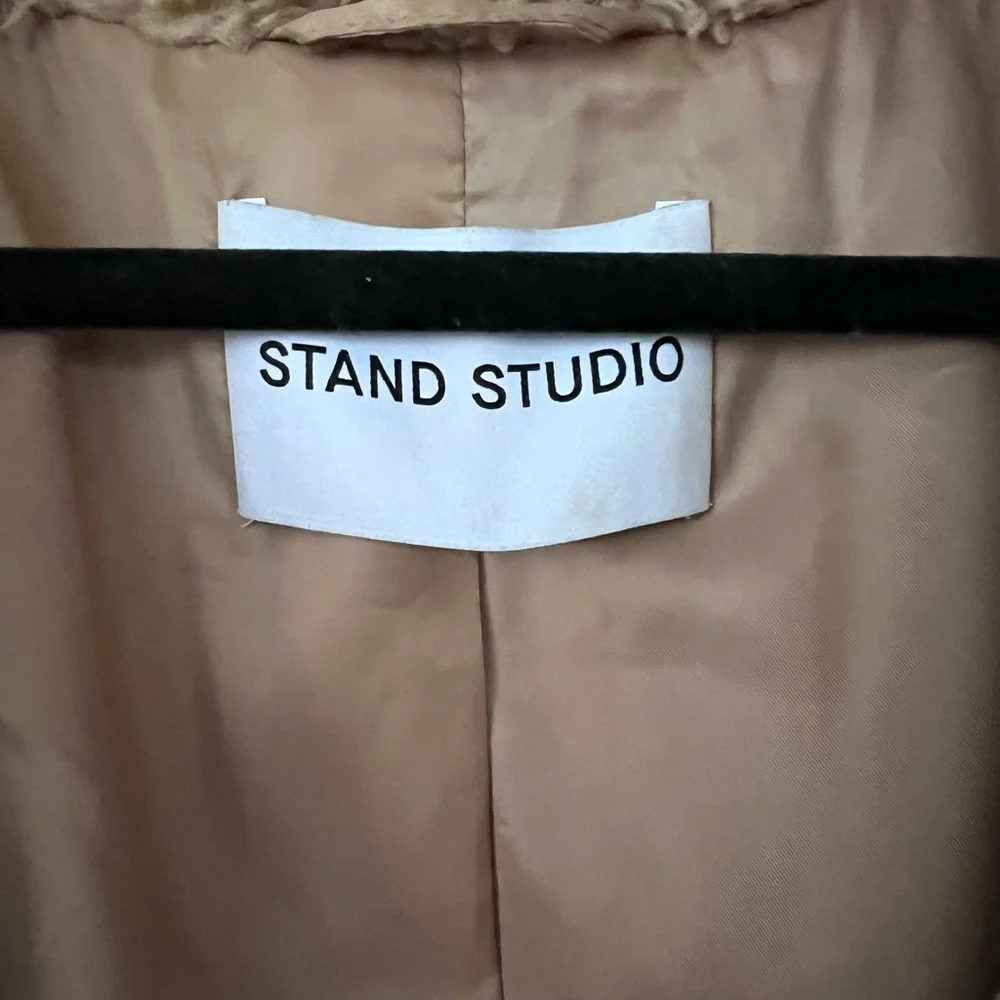 Stand Studio Tan Teddy Coat - The Marina Jacket In Sand - Picture 8 of 9